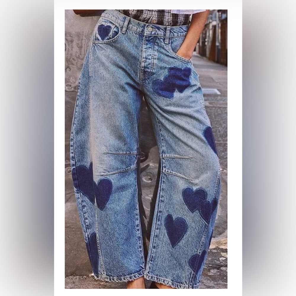Blue Jeans with Heart Patches